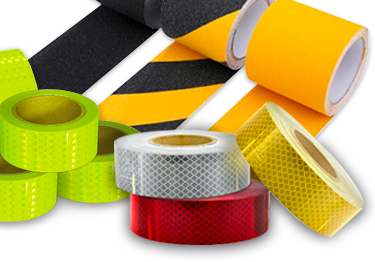 Reflective hazard tape for marking floors or aisles