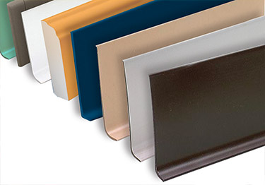 Rubber and vinyl wall base is highly durable and extremely flexible.